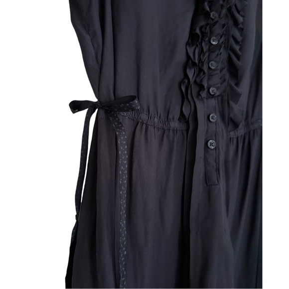 American Eagle Outfitters Silky Navy Blue Ruffle Dress - Picture 3 of 7